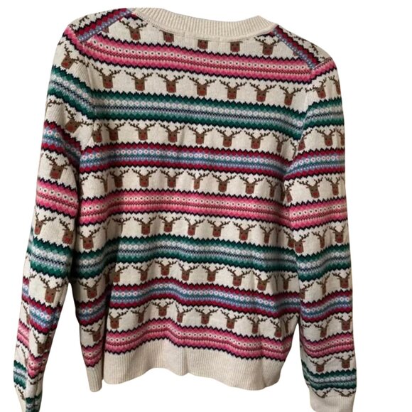 Boden Christmas Holiday Fair Isle Reindeer Sweater Size L - Picture 5 of 7
